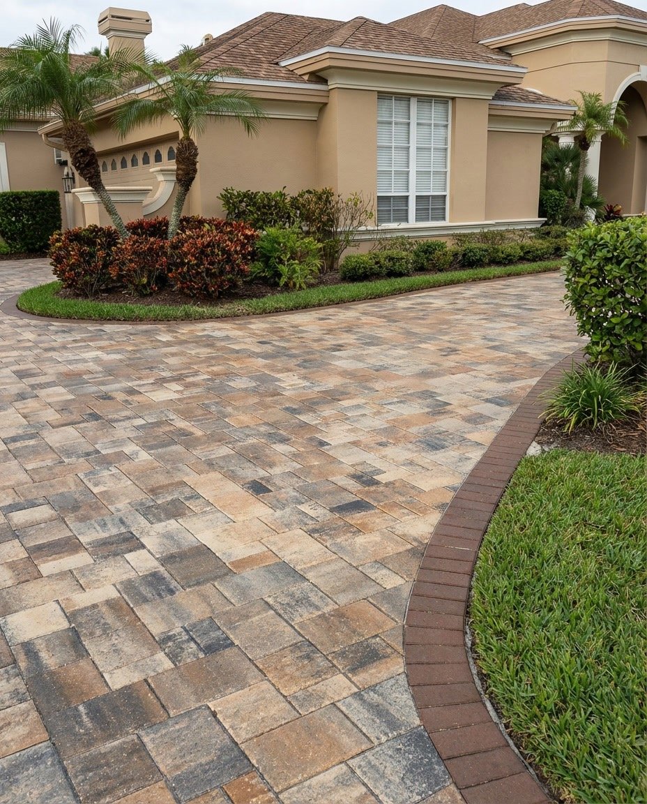 Paver Driveway with Curved Border — Lutz, FL